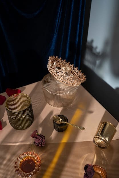 A close-up of various pieces of statement jewelry, including necklaces, earrings, and bracelets, arranged on a velvet background. The lighting is soft and highlights the details of each piece.