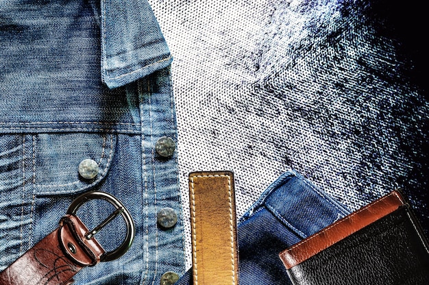 A close-up shot of various denim washes, including light wash, medium wash, dark wash, and black denim. The image highlights the texture and subtle variations in color that each wash provides, creating different visual effects and styling options.