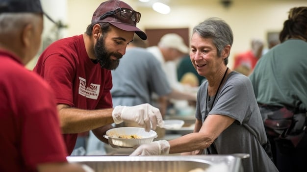 Volunteers helping at soup kitchen