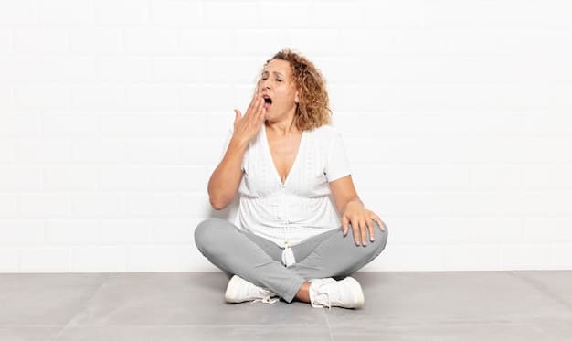 A person sitting in a comfortable position, demonstrating the lion's breath pose with their mouth open, tongue extended downwards, and eyes wide. The image should convey a sense of playful energy and release, with a bright and cheerful background.