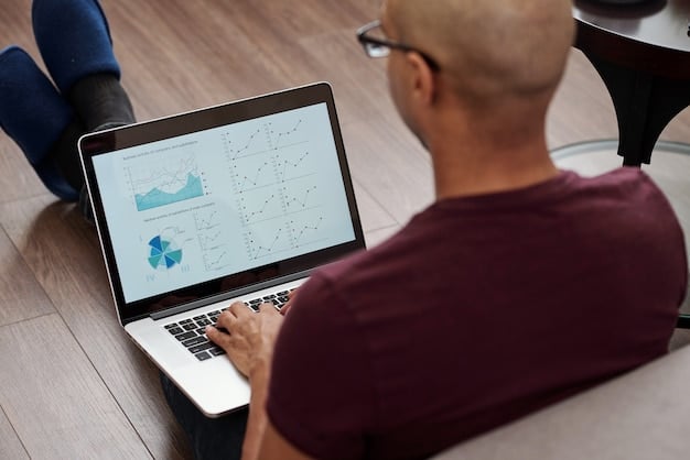 A person reviewing a categorized expense report on a laptop, with graphs and charts illustrating spending patterns.
