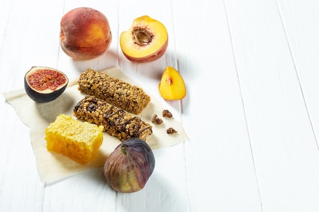 A split image showing, on one side, processed foods high in added sugar, and on the other side, natural sources of sweetness like fruits and honeycombs.