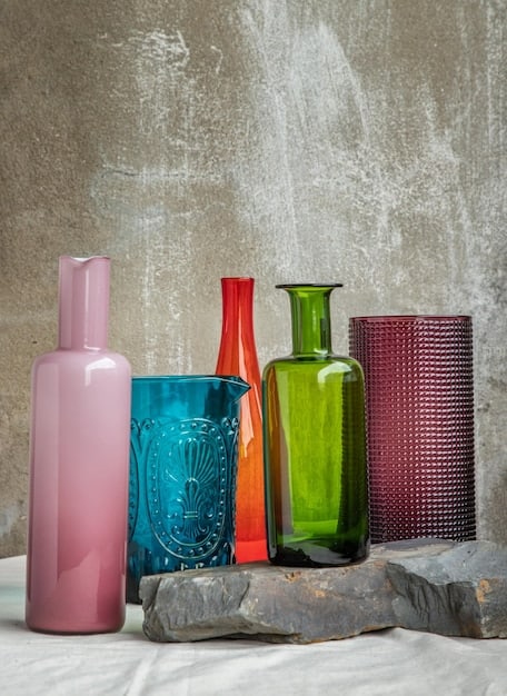 A visually appealing display of various perfume bottles, showcasing different shapes, sizes, and colors. The composition includes flowers and decorative elements that highlight the aesthetic appeal of fragrances.