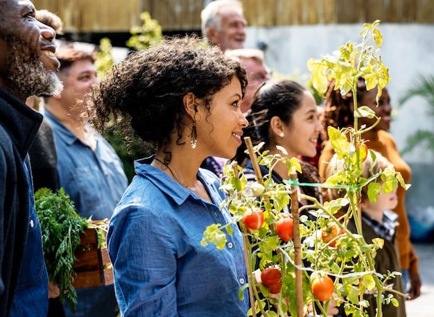 An image showcasing a diverse group of workers ethically harvesting flowers in a sustainable field. They are wearing protective gear and working in harmony with nature, illustrating fair labor practices and sustainable sourcing.