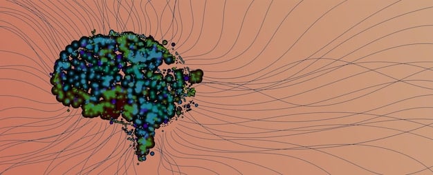 A conceptual illustration of the gut-brain axis, showing a brain connected to a stylized gut by neural pathways, with beneficial microbes releasing various neurochemicals, signifying communication.