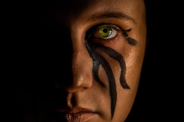A close-up of an eye with a perfectly executed graphic black eyeliner, featuring a sharp, artistic wing, set against very clean and natural-looking skin.