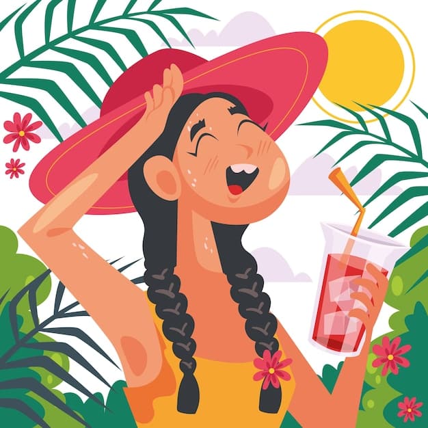 A person enjoying a sunny day outdoors, wearing a wide-brimmed hat to protect their hair, illustrating practical summer hair care tips.