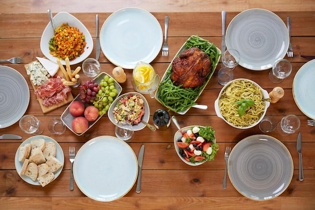 A top-down view of a dinner table set with a healthy meal. The meal consists of grilled salmon served with steamed asparagus and a side of quinoa salad. The setting is well-lit and inviting, emphasizing the elegance and appeal of a healthy and balanced diet, which aligns with the goals of 'Reboot Your Diet: A 3-Day Detox Plan to Kickstart Healthy Habits'.