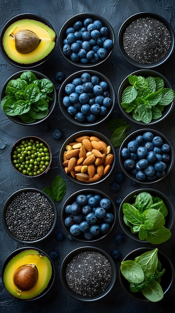 A variety of magnesium-rich foods, such as dark leafy greens, nuts, and seeds, arranged on a rustic wooden cutting board. The image conveys a sense of natural health and highlights the importance of dietary sources of magnesium.